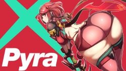 1girls ass back background bodysuit breasts cowboy_shot dat_ass edit edited female female_focus female_only from_behind hips holding holding_weapon huge_ass huge_breasts jewelry large_breasts looking_at_viewer looking_back matching_hair/eyes nintendo nuezou pink_shorts pyra pyra_(xenoblade) red_eyes red_hair short_hair shorts simple_background smile solo sword text thick_thighs thighhighs thighs v_arms weapon white_background wide_hips xenoblade_(series) xenoblade_chronicles_2