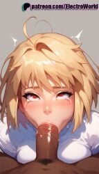 1boy 1girls ai_generated arcueid_brunestud balls black_body blowjob blush cock deepthroat deepthroat_holder dick dominant_pov drooling electroworld eye_contact fellatio female female_focus innocent japanese male male/female melty_blood oral oral_penetration oral_sex penis petite rolling_eyes saliva tsukihime type-moon