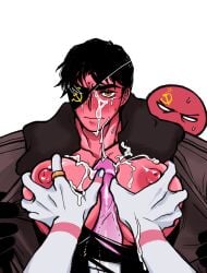 angry_face big_penis black_hair breast_squeeze closed_mouth countryballs countryhumans cum_on_breasts eyepatch furrowed_brow gay large_pecs large_penis male_only male_tits paizuri ring ripped_shirt soviet_union_(countryhumans) titfuck titjob united_states_of_america_(countryhumans)