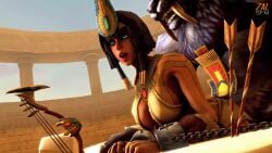 1boy 1girls 3d african_mythology ambiguous_penetration animated bent_over big_breasts black_hair dark-skinned_female dark_skin egyptian_mythology female hi-rez_studios male middle_eastern_mythology mythology neith_(smite) no_sound nude restrained sex shackles smite tagme video werewolf zalsfm