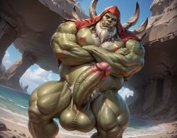 1boy 1dilf 1male abs ai_generated armpits balls bara beard big_balls big_muscles big_nipples big_pecs big_penis booster_rex daddy dilf erect_nipples erection gay green_body gul'dan huge_balls huge_cock huge_muscles huge_nipples huge_pecs humanoid hunk male male_focus male_only master muscular muscular_humanoid muscular_male navel nipples nude orc pecs penis pointy_ears pubic_hair solo sweat tusks warcraft white_hair