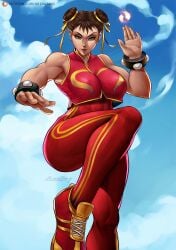 alternate_version_at_source alternate_version_available arimatang biceps capcom chun-li clothed female female_focus female_only fighting_pose fighting_stance fit fit_female fully_clothed fully_clothed_female hourglass_figure large_breasts muscles muscular muscular_arms muscular_female nipple_bulge nipple_outline nipples nipples_visible_through_clothing pinup pinup_pose posing posing_for_the_viewer skin_tight solo_female solo_focus street_fighter street_fighter_alpha suggestive suggestive_look toned toned_female toned_stomach