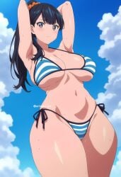 adult_swim ai_generated arisato_yu big_breasts bikini gridman_universe ssss.gridman takarada_rikka toonami