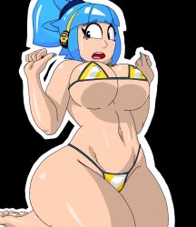 big_breasts big_butt bikini blue_hair brawl_stars earphones female female_only janet_(brawl_stars) popstar_janet