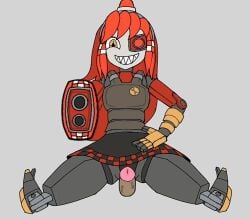 2d black_body gun_arm horny_female mimi_sentry panties red_hair robot robot_girl sentry_(team_fortress_2) sentry_turret shark_teeth skirt smile team_fortress_2 tf2 valve valve_(company) you