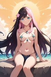 ahe_gao ai_generated bikini hair hair_ornament multicolored_hair naked_female sun_rong the_daily_life_of_the_immortal_king