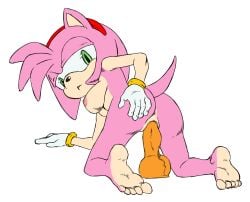 2024 amy_rose anus ass breasts dildo female genitals hi_res masturbation nipples pussy sega sex_toy simple_background solo sonic_(series) sonic_the_hedgehog_(series) uenii