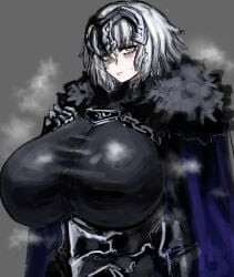 1girls armor big_breasts blush blushing busty clothed coat fate/grand_order fate/samurai_remnant fate_(series) female fully_clothed fur_coat huge_breasts jeanne_alter jeanne_d'arc_(fate) jeanne_d'arc_(fate/samurai_remnant) large_ass maabo_harusame massive_breasts milf pale-skinned_female pale_skin steam tagme tagme_(character) tired_eyes white_hair xn8ra2jau12ycb yellow_eyes