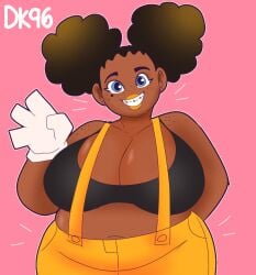 afro_puffs big_belly big_breasts braces chubby chubby_female daisykitty96 dark-skinned_female melody_(daisykitty96) overalls