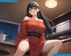 1girls ai_assisted ai_background ai_clothes ai_generated ai_generated_background ai_upscaled black_hair earrings female hairband kimono red_eyes spy_x_family sunsetbloom yor_briar yor_forger