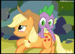 applejack_(mlp) dragon earth_pony equine female friendship_is_magic fur horse male my_little_pony pony smooth_skin spike spike_(mlp) straight swfpony