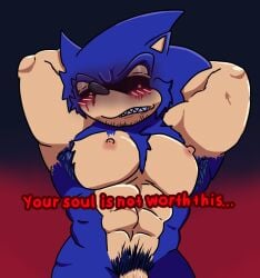 1boy angry_expression angry_eyes anthro armpits arms_behind_head arms_raised arms_up black_sclera blood blood_stain blue_fur blush blush_lines blushing_at_viewer buff buff_male creepypasta crying_blood demon demon_boy demon_humanoid digital_drawing_(artwork) digital_media digital_media_(artwork) embarrassed embarrassed_male english english_text furry gay hedgehog hedgehog_humanoid image male_only man.let.ermm mobian_(species) mobian_hedgehog moobs muscular muscular_anthro muscular_arms muscular_body muscular_boy muscular_chest muscular_male muscular_thighs nude nude_anthro nude_male pecs pecs_focus penis_out pubes pubes_exposed pubic_hair red_background red_eyes red_text sharp_teeth shiny_armpits soloboy sonic.exe sonic.exe_(character) sonic.exe_(creepypasta) sonic.exe_(series) sonic_(series) sonic_the_hedgehog sonic_the_hedgehog_(series) talking talking_to_viewer tan_skin text video_game_character video_game_franchise video_games