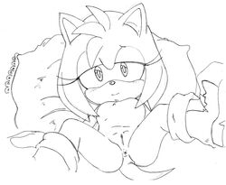 amy_rose anus ass breasts exposed_breasts eyes female female_only front_view fur furry furry_ass furry_ears hedgehog monochrome open_eyes pointy_ears pussy randomario_grantuy999 randomguy999 solo sonic_(series) vulva