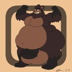 absurd_res anthro balls bear big_balls big_penis brown_body brown_fur dirtymac fur genitals hi_res huge_balls huge_cock hyper hyper_balls hyper_genitalia hyper_penis male mammal overweight overweight_anthro overweight_male penis yellow_sclera