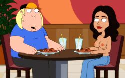 breasts_out chris_griffin dinner_table edit edited edited_official_artwork family_guy female/male flashing_breasts public public_nudity screenshot screenshot_edit tagme topless topless_female