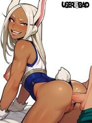 1boy 1girls ai_generated anal ass boku_no_hero_academia breasts dark-skinned_female doggy_style female interracial looking_back male male/female miruko my_hero_academia penis pussy red_eyes rumi_usagiyama superheroine tagme usagiyama_rumi userisbad white_hair