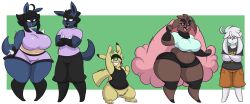 big_breasts breasts dara_(dewwydartz) dd_(dewwydartz) dewwy(dewwydartz) dewwydartz female furry lopunny lucario pikachu pokemon pokemon_(species) raboot thick_thighs val_(dewwydartz) wide_hips zeke_(dewwydartz)