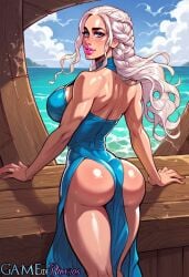 abs ai_generated ass ass ass_focus bimbo bimbo_body bimbo_lips bimbofication bimbofied blue_eyes butt_focus daenerys_slutborn daenerys_targaryen dress dressed emilia_clarke fantasy female female_only game_of_thrones gameofbimbos pale-skinned_female pale_skin pink_lips pink_lipstick portrait sexy_dress sfw solo solo_female the_pitt_(style) tight_clothing