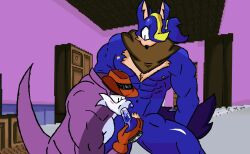 anthro balls barazoku bodily_fluids cum cumshot duo ejaculation fang_the_hunter genital_fluids genitals hi_res kou male male/male militar_suit98 muscular muscular_male nude sega sonic_(series) sonic_the_hedgehog_(series)