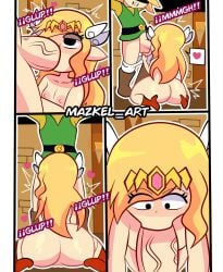 1boy1girl blowjob comic commission english_text faceless_male female female_focus hair_ornament heart legwear light_skin link male mazkel_art naked on_knees princess_zelda sex the_legend_of_zelda the_wind_waker toon_zelda veiny_penis wind_waker young