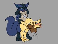 abby_(abra) abra alpha_abra alpha_lucario anthro artomis bent_over blue_eyes blush breasts claws doggy_style duo female from_behind_position fur generation_1_pokemon generation_4_pokemon hi_res holding_arms looking_pleasured lucario male male/female mammal nintendo open_mouth pearl123_art pokemon pokemon_(species) sex tongue tongue_out yellow_body yellow_fur