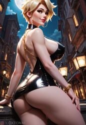 1girls ai_generated big_breasts brest latex latex_dress lena_oxton overwatch overwatch_2 oxtonai short_air tracer