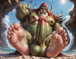 1boy 1dilf 1male abs ai_generated armpit_hair armpits balls bara beard big_balls big_muscles big_nipples big_pecs big_penis booster_rex daddy dilf erect_nipples erection feet foot_fetish gay green_body gul'dan huge_balls huge_cock huge_muscles huge_nipples huge_pecs humanoid hunk male male_focus male_only master muscular muscular_humanoid muscular_male navel nipples nude orc pecs penis pointy_ears pubic_hair solo sweat tusks warcraft white_hair