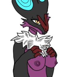 anonymous_artist bat breast_size_difference breasts exposed_breasts female female/female generation_6_pokemon humanoid mammal nintendo noivern pokemon pokemon_(species) solo wings