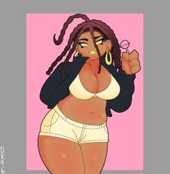 audre_(daisykitty96) daisykitty96 dark-skinned_female earrings female lolipop slightly_chubby slightly_chubby_female