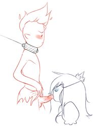 adventure_time blowjob collar fellatio femdom flame_prince hetero ice_queen_(adventure_time) kiss kissing kissing_penis leash male/female malesub sketch straight tagme tease teasing