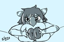 2018 animal_genitalia animal_penis animated anthro areola big_breasts breasts female furry knot male nipples paizuri parfait_(plaga) penis puffy_areola sex sloss straight striped