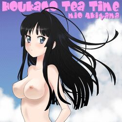 big_breasts black_hair blue_eyes blush breasts female female_only human human_only k-on! kikumaru_bunta large_breasts long_hair mio_akiyama_(k-on!) nipples nude solo