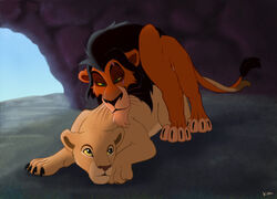 behind cave cheating disney feline female kisu lion lioness male nala scar straight the_lion_king