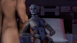 3d 3d_(artwork) alien asari blue_skin commander_shepard knogg liara_t'soni mass_effect