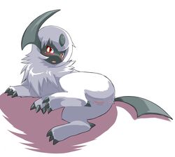 absol anus chest_tuft female nintendo on_side plain_background pokémon_(species) pokemon pokemon_(species) pose pussy red_eyes solo vectorized video_games white_background white_fur wkar