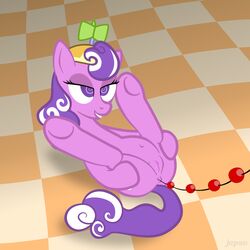 2013 anal_beads animal animated anus equine female friendship_is_magic horse jepso lying my_little_pony navel on_back pony purple_fur pussy screwball_(mlp) sex_toy solo