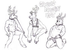 3boys anthro bells bikini cervine christmas chubby deer flaccid holidays jockstrap leash looking_at_viewer male male_only muscles necklace penis pinup reindeer skimpy spikes ten testicles underwear