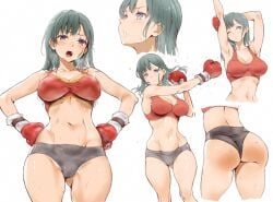 1girls ariku arms_up ass bare_armpits bare_belly bare_stomach bare_thighs big_ass big_boobs big_breasts big_butt big_tits boobs boxing_gloves breasts butt eyebrows_visible_through_hair female hairless_armpits hourglass_figure huge_ass huge_boobs huge_breast huge_butt huge_tits large_ass large_boobs large_breasts large_butt large_tits long_hair long_hair_female massive_ass massive_boobs massive_breasts massive_butt massive_tits navel one_eye_closed only_female open_mouth original pointy_chin simple_background sports_bra thick_ass thick_butt thick_thighs thighs tits white_background