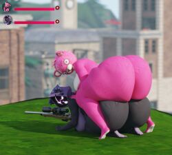 3d 3d_(artwork) anthro anthro_on_anthro ass ass_focus ass_squish background backview barefoot big_ass big_butt bubble_ass bubble_butt butt ctgiantess cuddle_team_leader dark_fur downed dumptruck_ass dumptruck_butt fat_ass fortnite fortnite:_battle_royale furry furry_only health_bar huge_ass huge_breasts hyper hyper_ass looking_at_viewer looking_back naked naked_female on_floor on_top pink_fur plump plump_ass plump_butt plump_thighs raven_team_leader squatting squish tagme thick thick_ass thick_butt thick_thighs wide_ass wide_hips wide_thighs