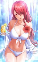 atlus breasts female female_only looking_at_viewer masatoshi_1219 mitsuru_kirijo persona persona_3 red_eyes red_hair solo swimsuit