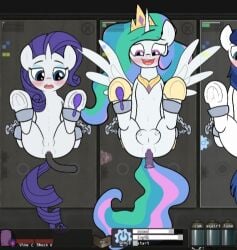 alicorn crotchboobs dailevy equid equine female feral friendship_is_magic hooves horn horse male mammal my_little_pony pony princess_celestia_(mlp) rarity_(mlp) shining_armor_(mlp) smile tail unicorn