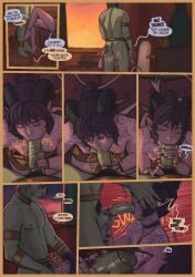 1boy 1girls blowjob breasts comic critical_role critical_role:_the_mighty_nein dungeons_and_dragons fellatio fjord_(critical_role) half-orc horns jester_lavorre jusoverart page_9 tail tiefling