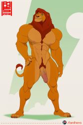 abs anhes anthro balls chest_hair chest_tuft disney flaccid furry hairy hairy_chest hairy_male lion male male_only mane mufasa muscles muscular muscular_anthro muscular_male naked nude nude_anthro nude_male pecs penis pubes pubic_hair solo solo_male the_lion_king