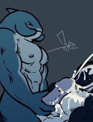 abs balls bgn biceps cetacean closed_eyes cum cum_on_face cum_on_penis gantu gay lilo_and_stitch male male_only marine masturbation muscles nude open_mouth orca orcinus pecs penis yaoi