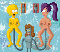 bender_bending_rodriguez breasts clitoris coilette_(futurama) fisting futurama ht_lgbtq_artworks lesbian lisa_simpson mtf_transformation pubes pussy robot rule_63 tagme the_simpsons turanga_leela yellow_body yuri