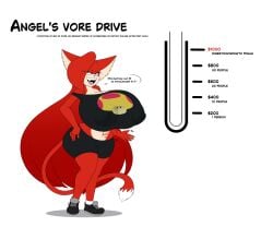 angel_the_catgirl angelthecatgirl anthro blue_eyes feline female furry furry_only growth_drive huge_breasts impending_vore long_hair nipple_bulge red_fur shirt solo_female solo_focus tagme vore white_skin