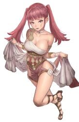 1girls alternate_costume breasts bruise cleavage daisuke_6897 dancer dancer_(three_houses) dancer_outfit fire_emblem fire_emblem:_three_houses frown hilda_valentine_goneril large_breasts looking_at_viewer nintendo pink_eyes pink_hair scared skeb_commission thighs