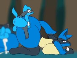 2boys 2girls animated big_ass big_balls big_breasts cum_drip cumming cumming_in_pussy cumming_inside dilated_pupils forest forest_background forest_sex from_behind_position furry larger_female legs_wrapped_around_partner lucario mating_press mating_season milf quality riolu size_difference smaller_male tagme tanbagel_ vaginal_penetration video