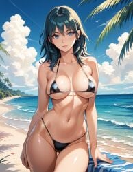 ai_generated aiart_isuko blue_eyes breasts byleth_(female)_(fire_emblem) byleth_(fire_emblem) byleth_(fire_emblem)_(female) female female_only fire_emblem fire_emblem:_three_houses nai_diffusion nintendo solo stable_diffusion teal_hair