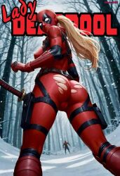 1girls ai_generated antiheroine ass ass_focus big_ass big_butt female female_only lady_deadpool marvel marvel_comics pussy tight_clothing torn_clothes torn_clothing wanda_wilson wide_hips